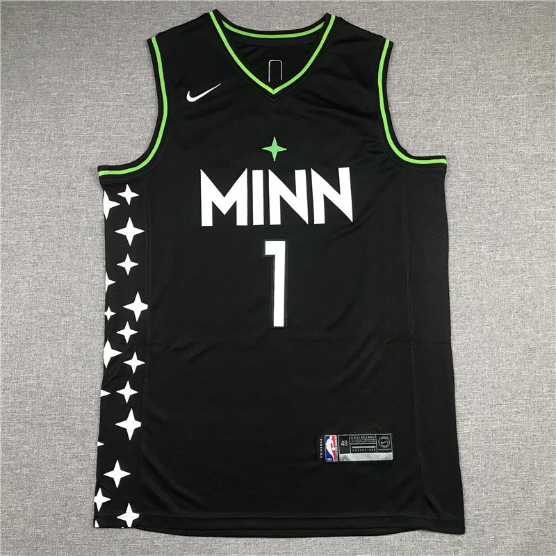 Men Minnesota Timberwolves #1 Edwards Black 2021 Nike Game NBA Jerseys->portland trail blazers->NBA Jersey